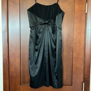 Strapless black tuxedo dress satin